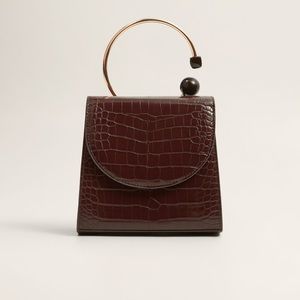 MANGO croc rigid handle purse
